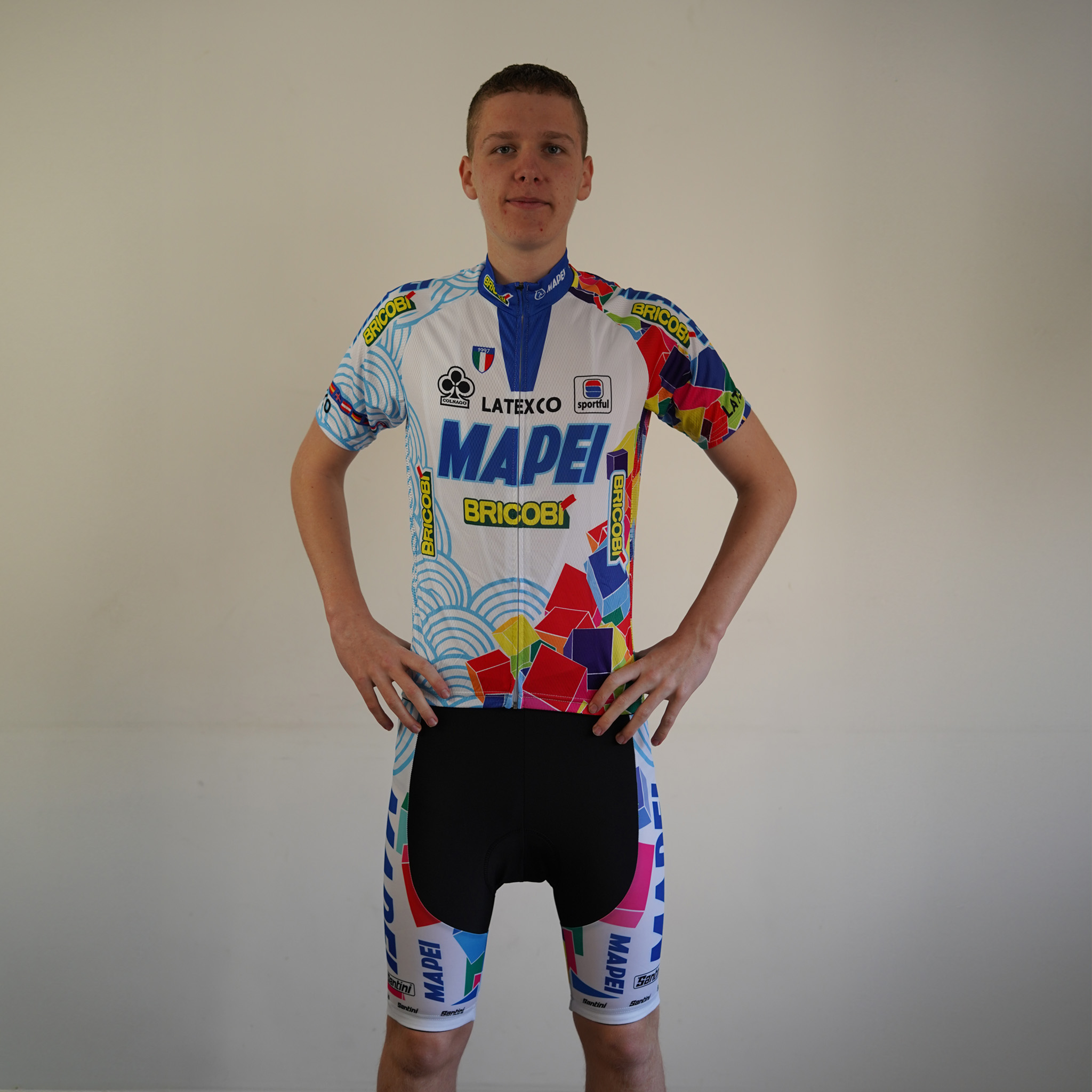 Wielershirt Mapei wit retro