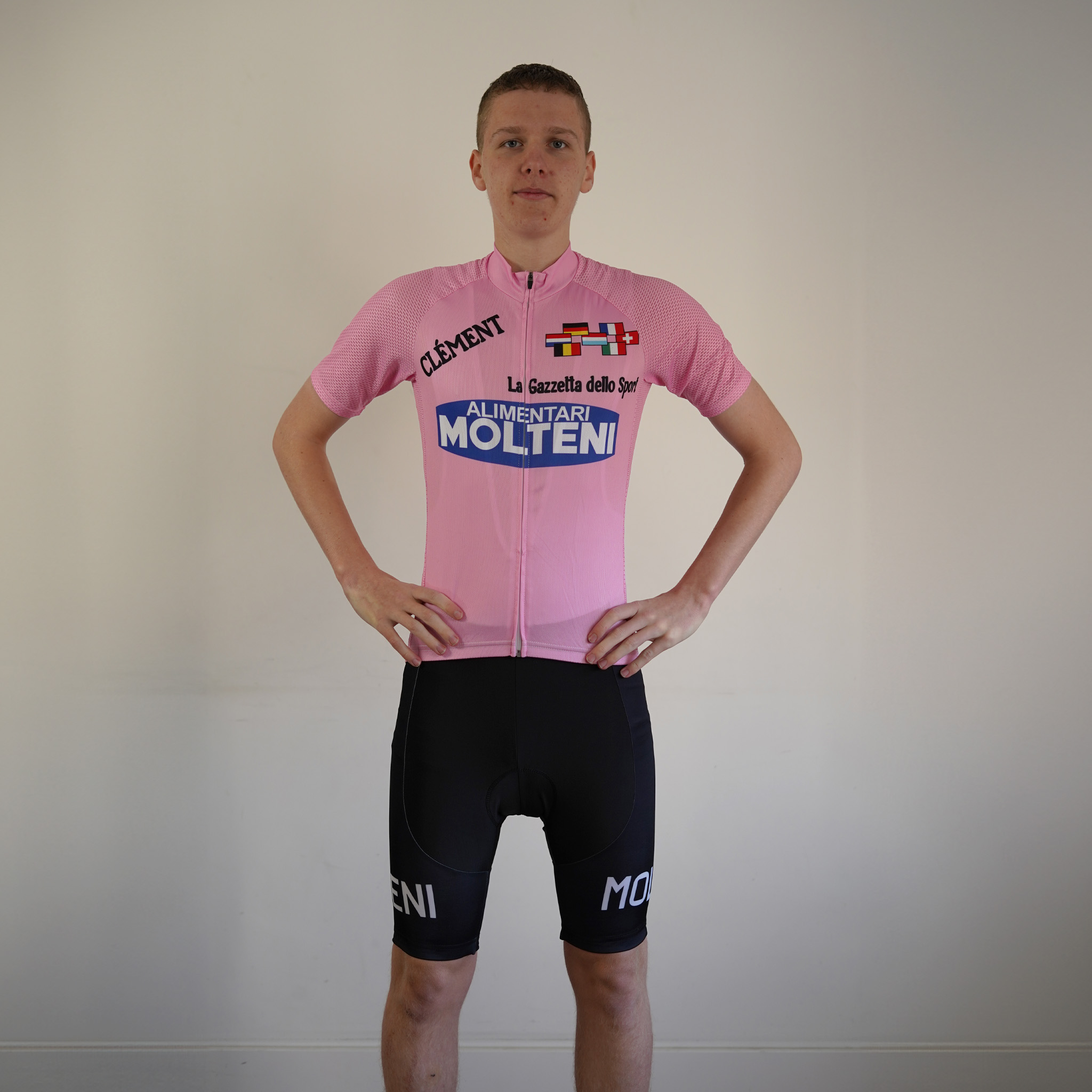 Wielershirt Molteni roze retro